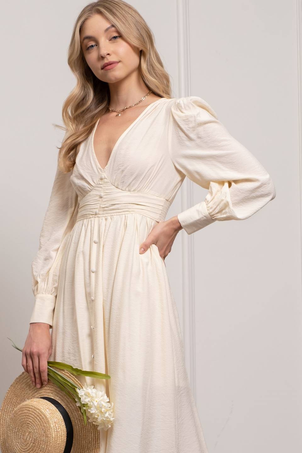 Button Front Midi Dress