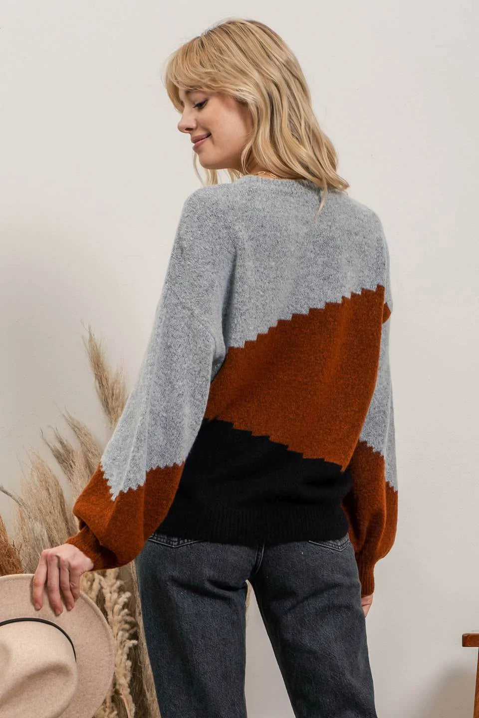 Asymmetrical Colorblock Sweater