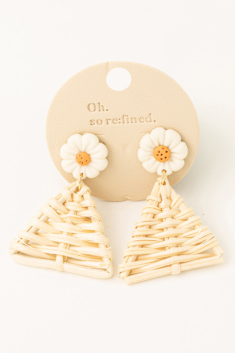 Floral Triangle Bamboo Earrings