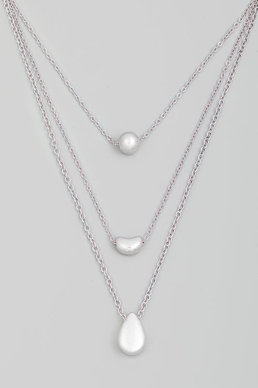 Layered Chain Teardrop Necklace