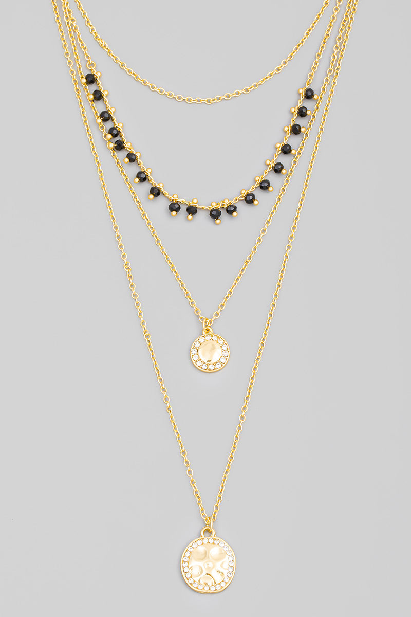 Pave Coin Layered Necklace