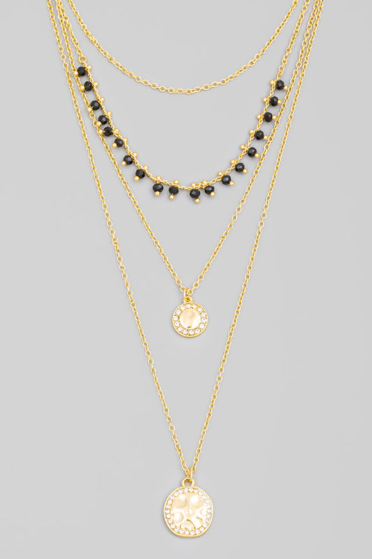Pave Coin Layered Necklace