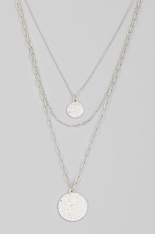 Hammered Coin Layered Pendant Necklace