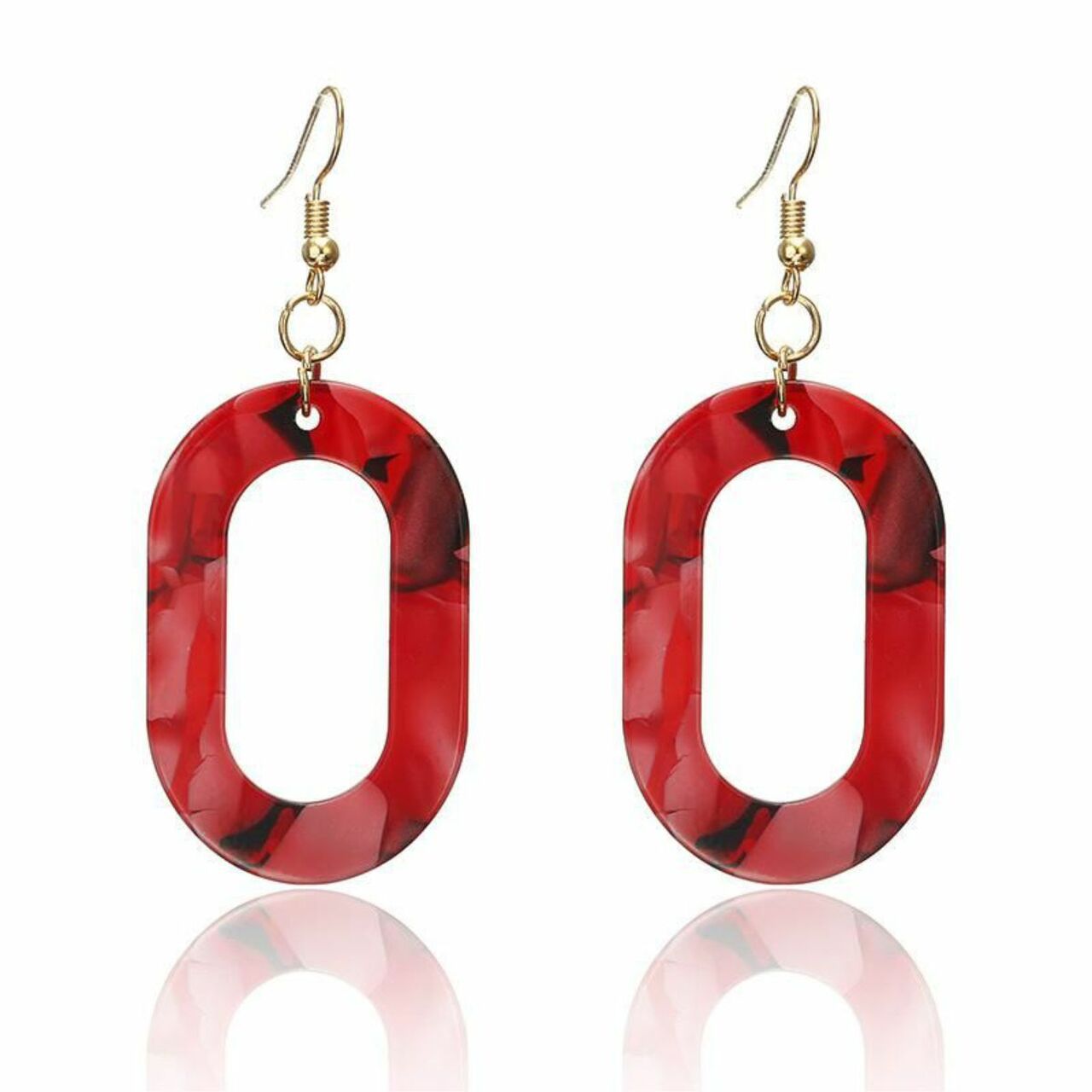 Red Oval "O" Earrings
