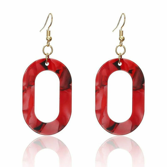 Red Oval "O" Earrings