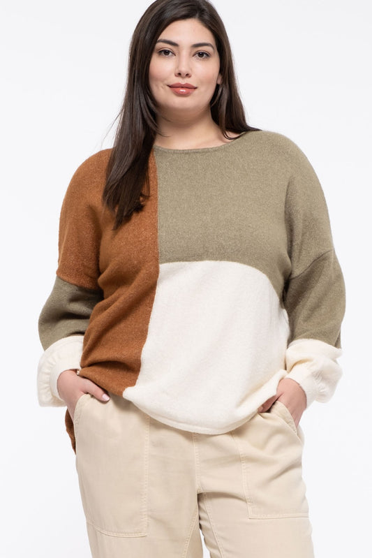 Curvy Knit Colorblock Sweater