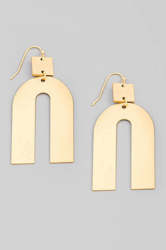 Flat Metallic U Shape Drop Earrings