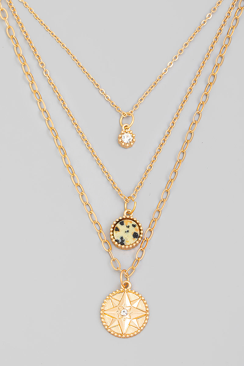 North Star Pendant Chain Layered Necklace
