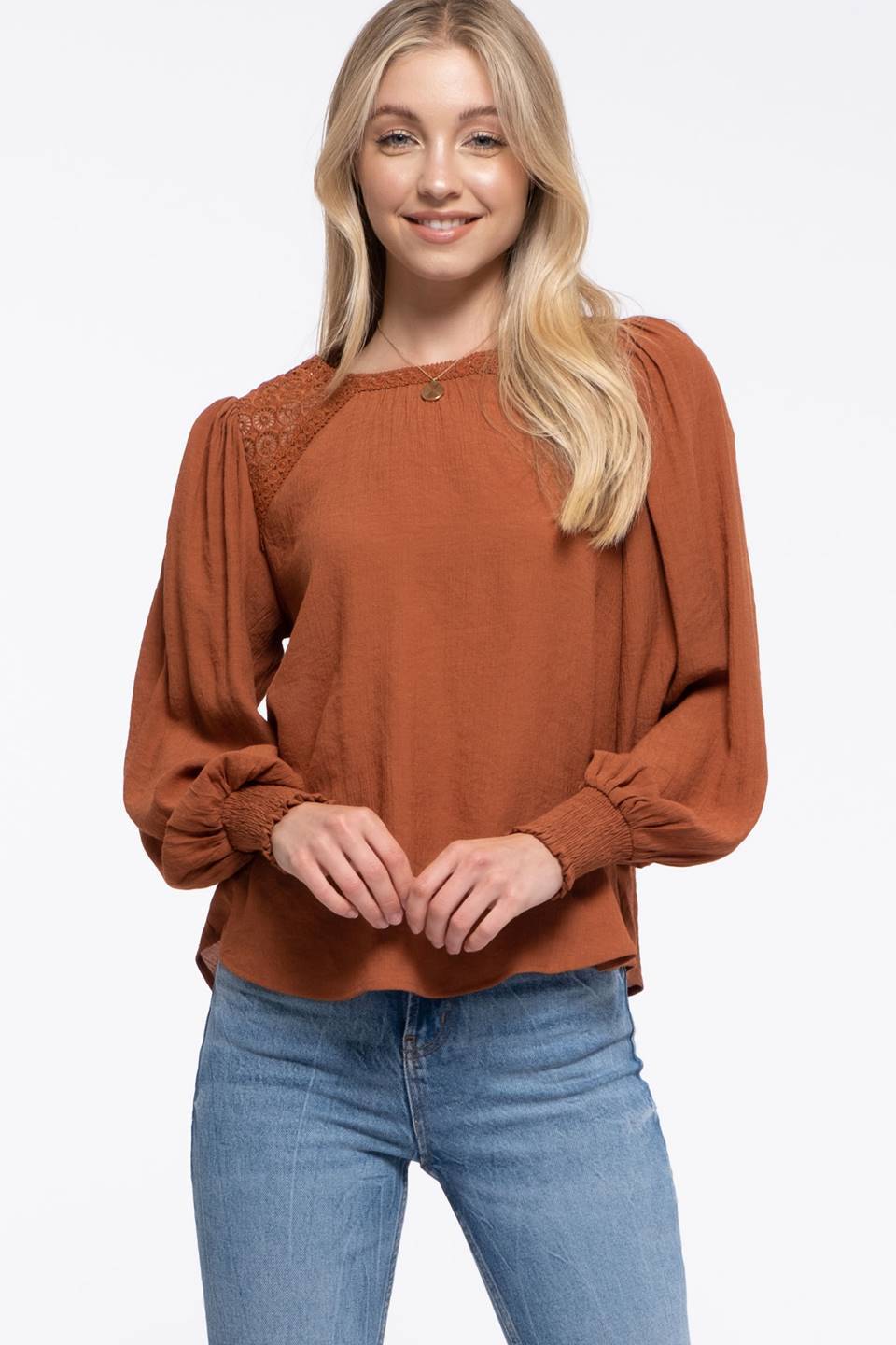 Lace Inset Peasant Top