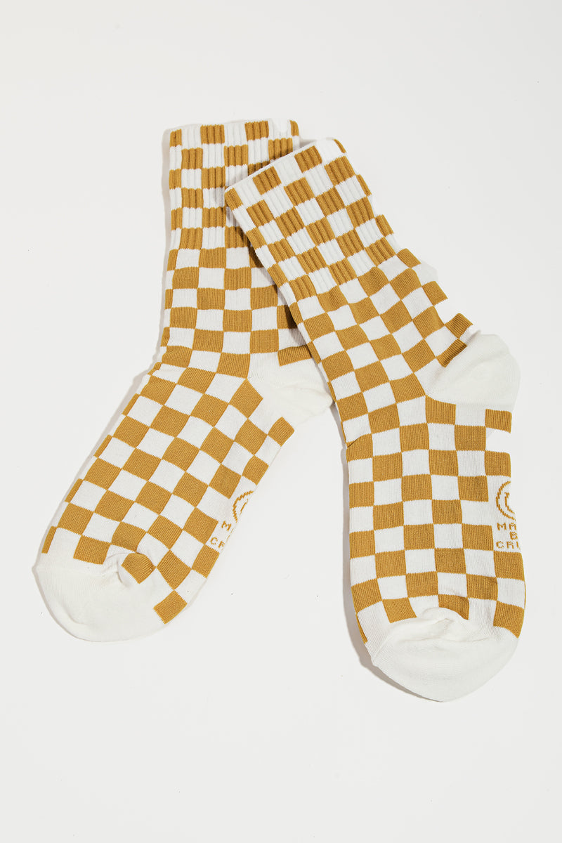 Mustard Checkered Socks