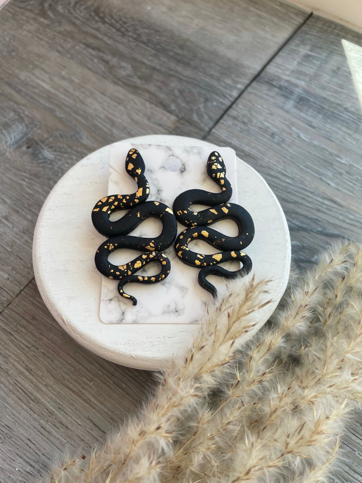 Handmade Clay Snake Earrings