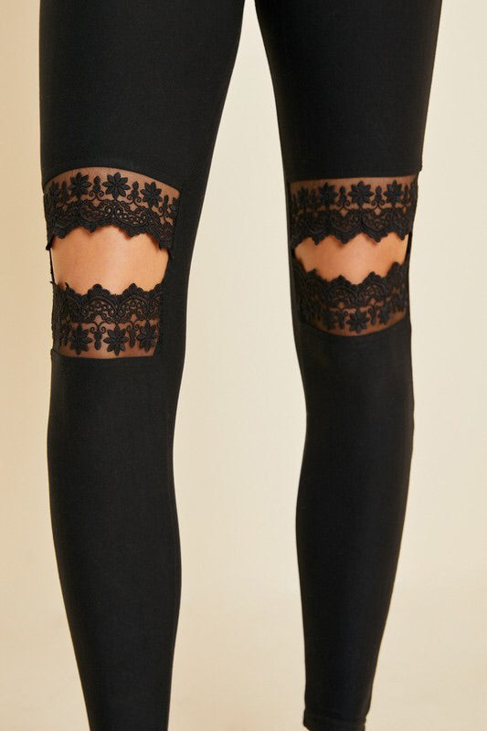 Brushed Lace Cut-Out Legging