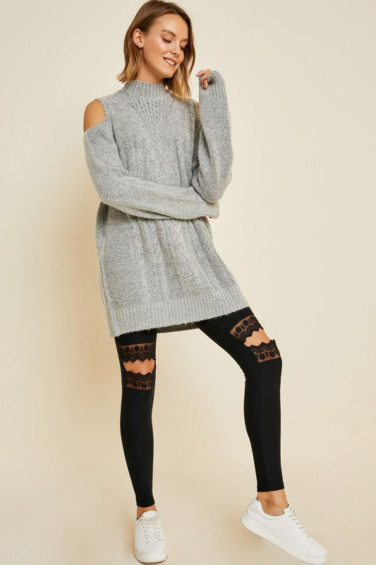 Brushed Lace Cut-Out Legging