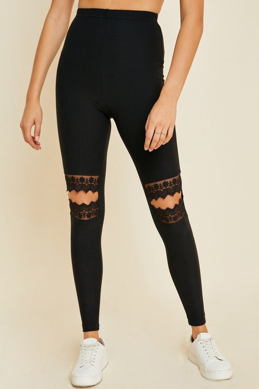 Brushed Lace Cut-Out Legging